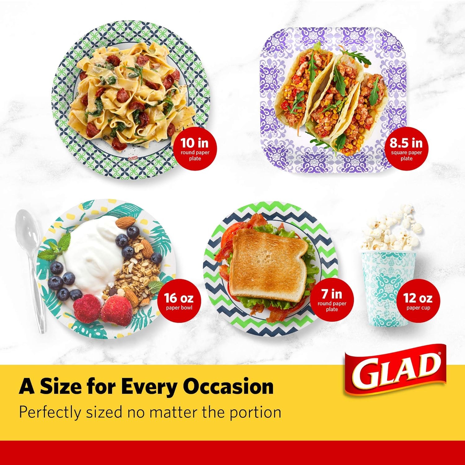 Heavy Duty Square Paper Plates for All Occasions | 8.5" Disposable 50