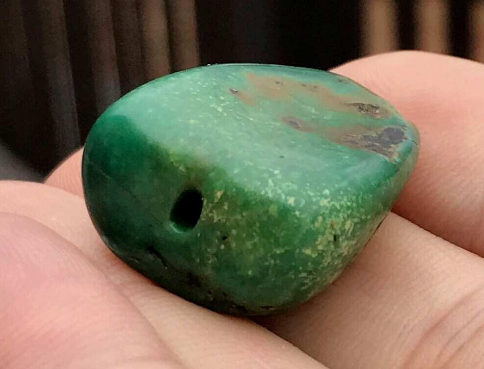ANTIQUE LARGE TIBETAN TURQUOISE BEAD - BEAUTIFUL WORN PATINA - Approx. 12 gram