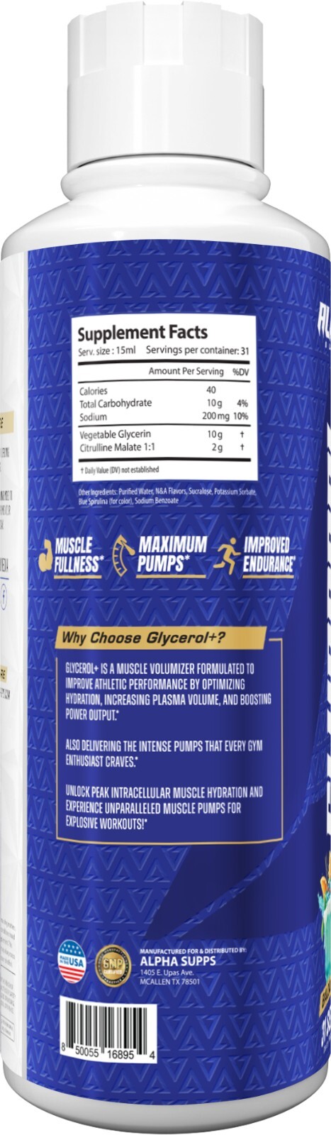 Alpha Supps Glycerol Liquid Muscle Pump Formula Increase Hydration Volume 31 Svg