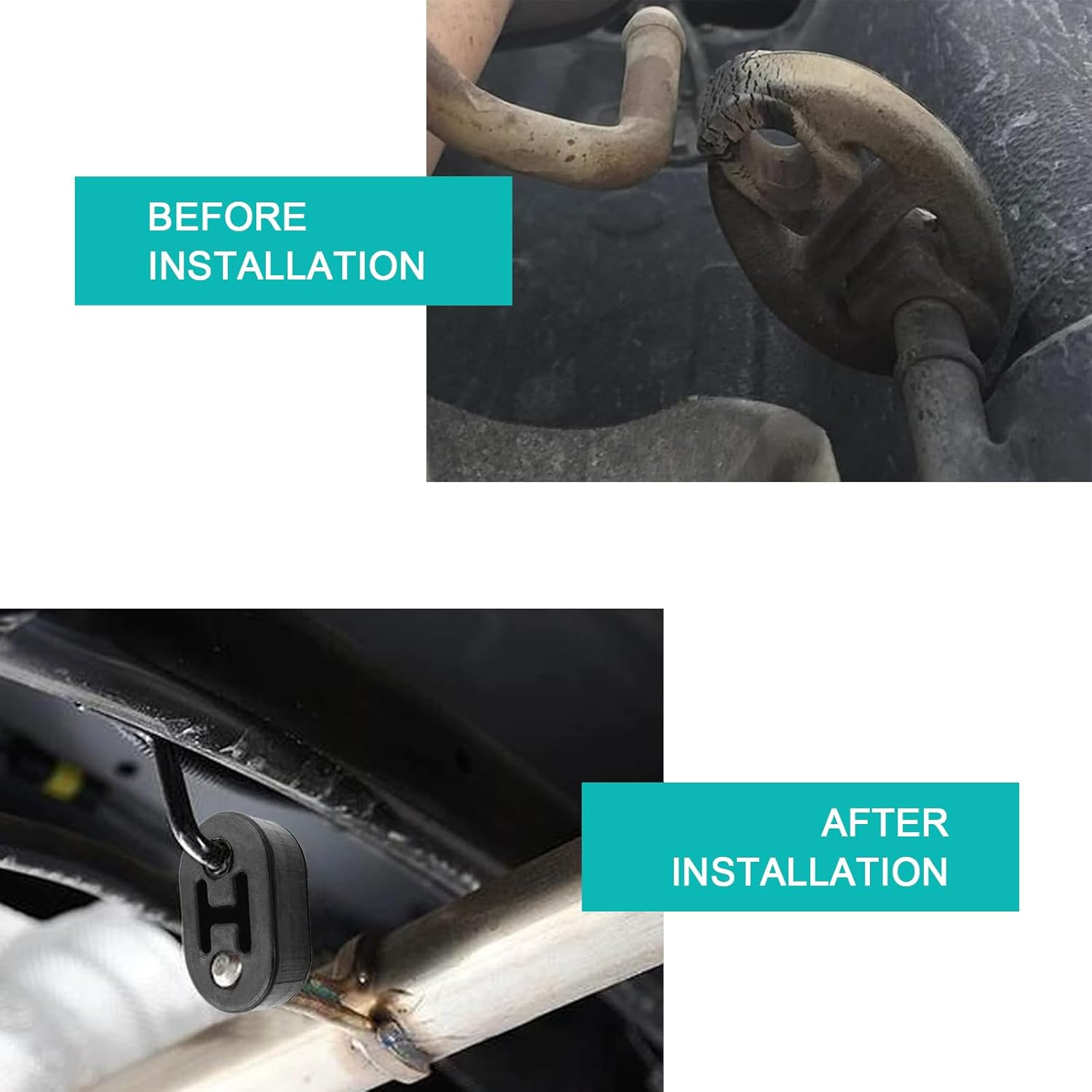 4 PCS Rubber Exhaust Hanger, Muffler Hangers with 2 Holes 0.47 Inch, Heavy Insul