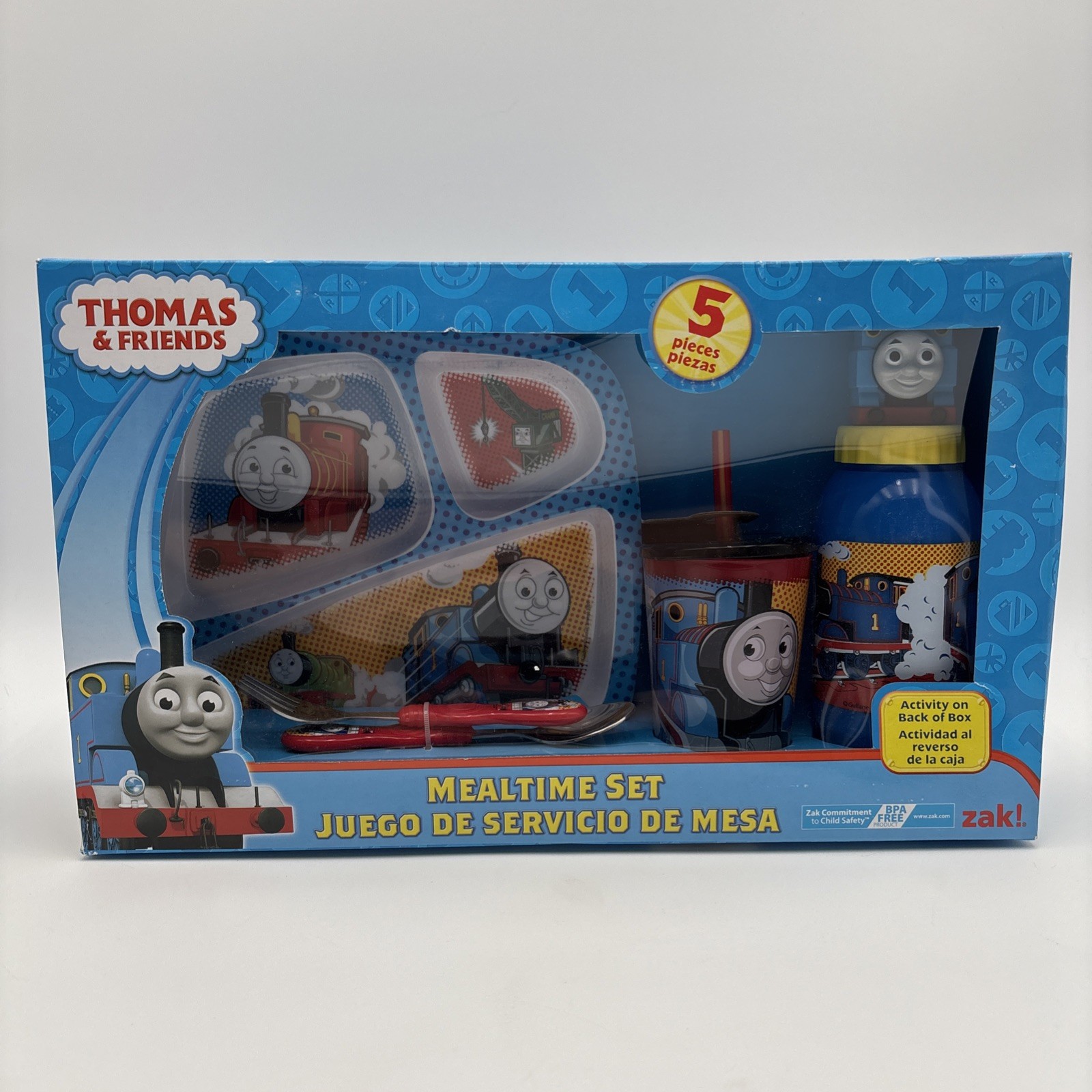 Thomas & Friends 5 Piece Mealtime Set Plate Cups Utensil By Zak! BPA Free NEW