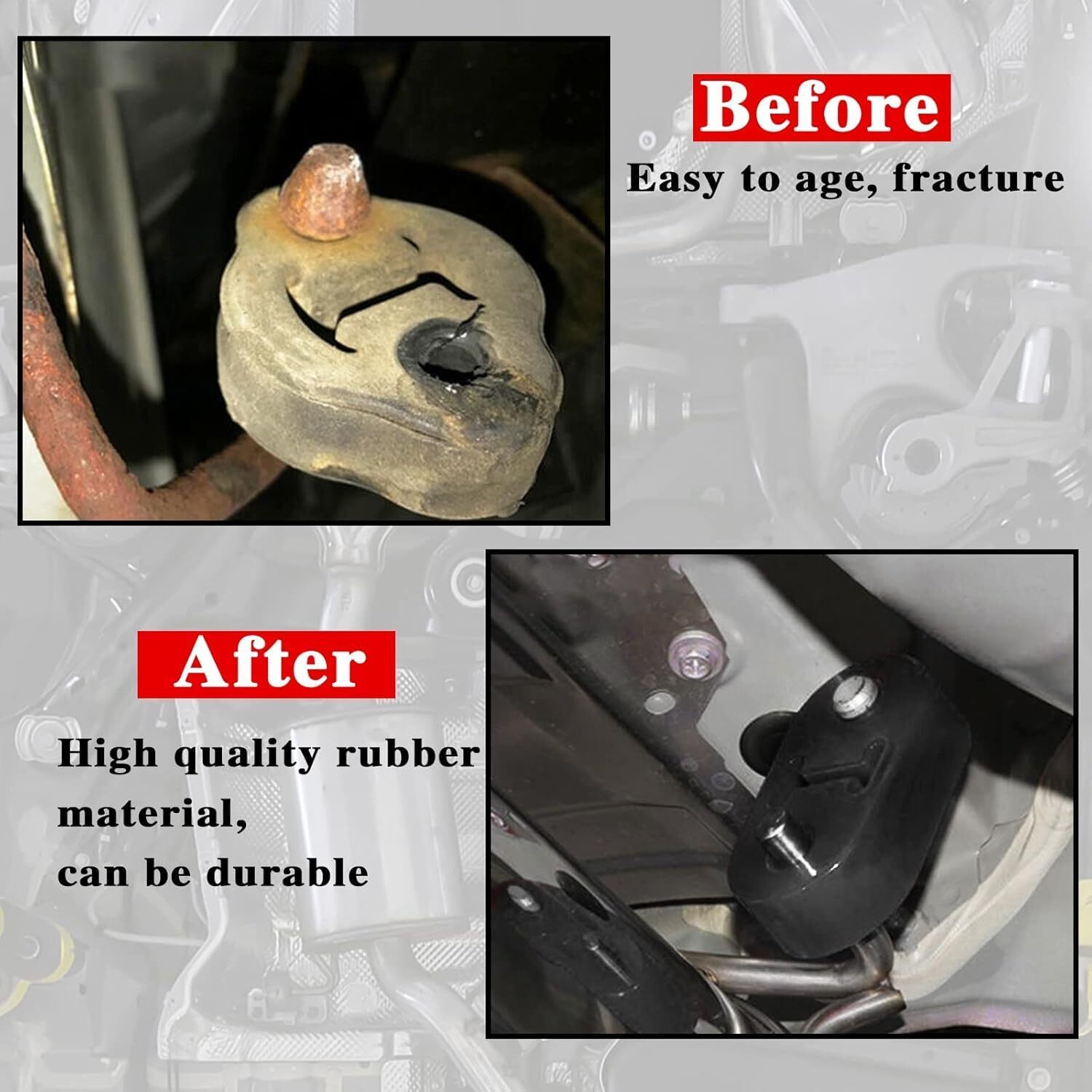 4Pcs Heavy Duty Rubber Exhaust Tail Pipe Mount Bracket Hanger Bushing Insulator