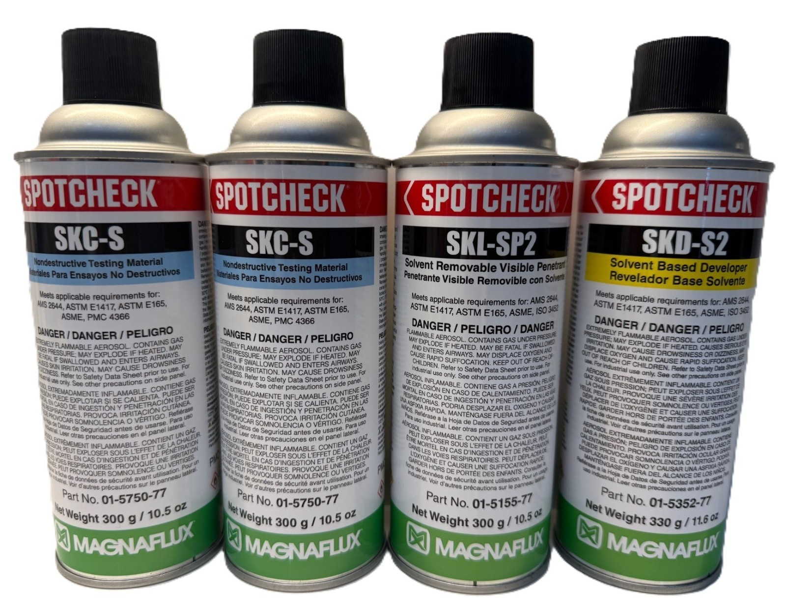 New MAGNAFLUX VISIBLE PENETRANT TESTING KIT (total of 4 cans)
