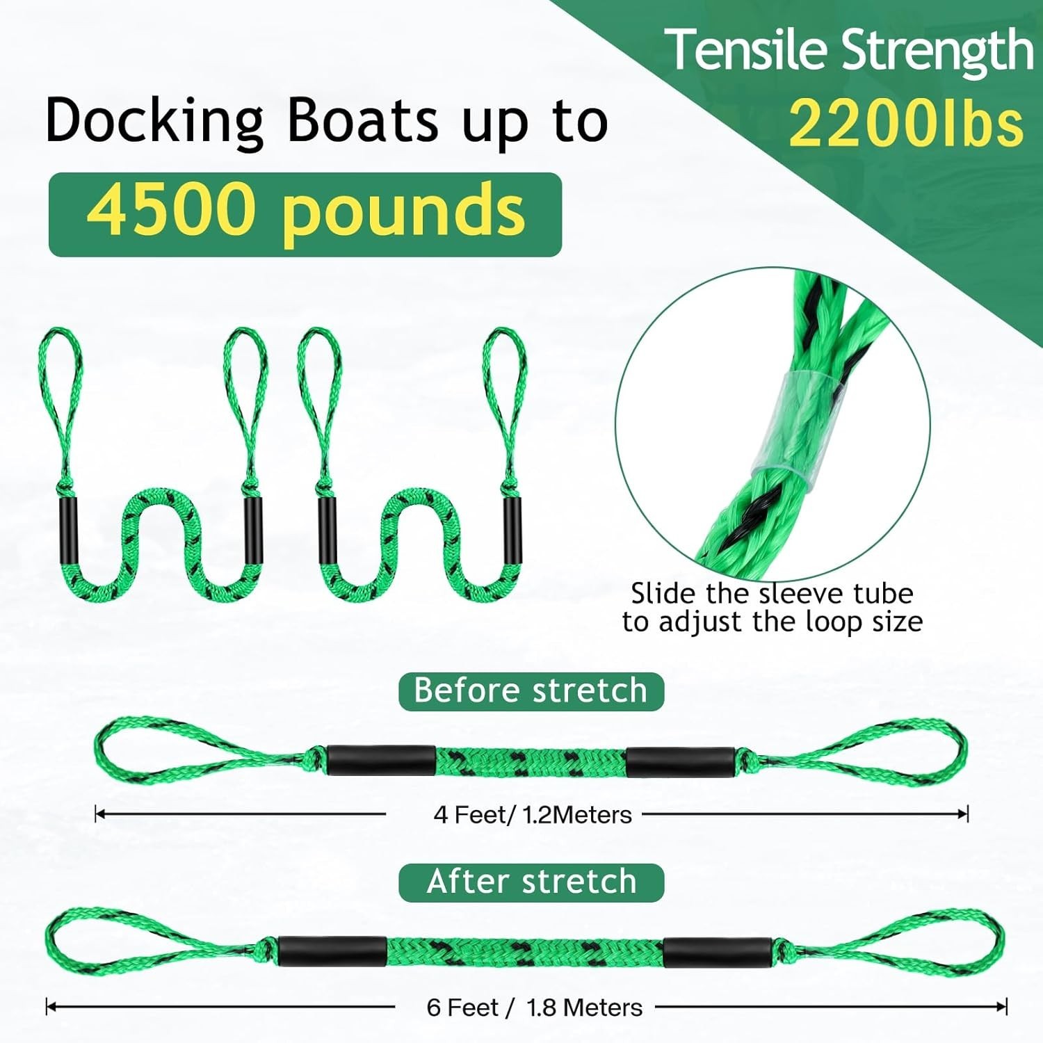 4 Pack Marine Bungee Dock Line Boat Mooring Rope Anchor Cord Stretch Line Us