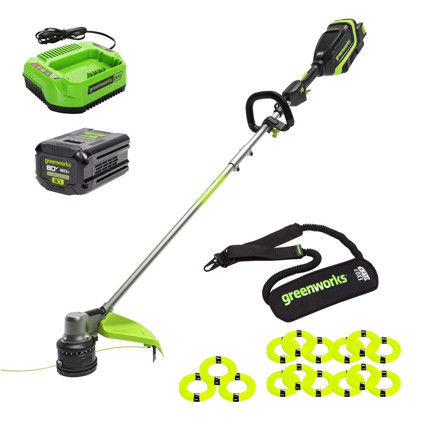 Greenworks 80V 17-inch String Trimmer (Brushless) with 2Ah Battery and Charger