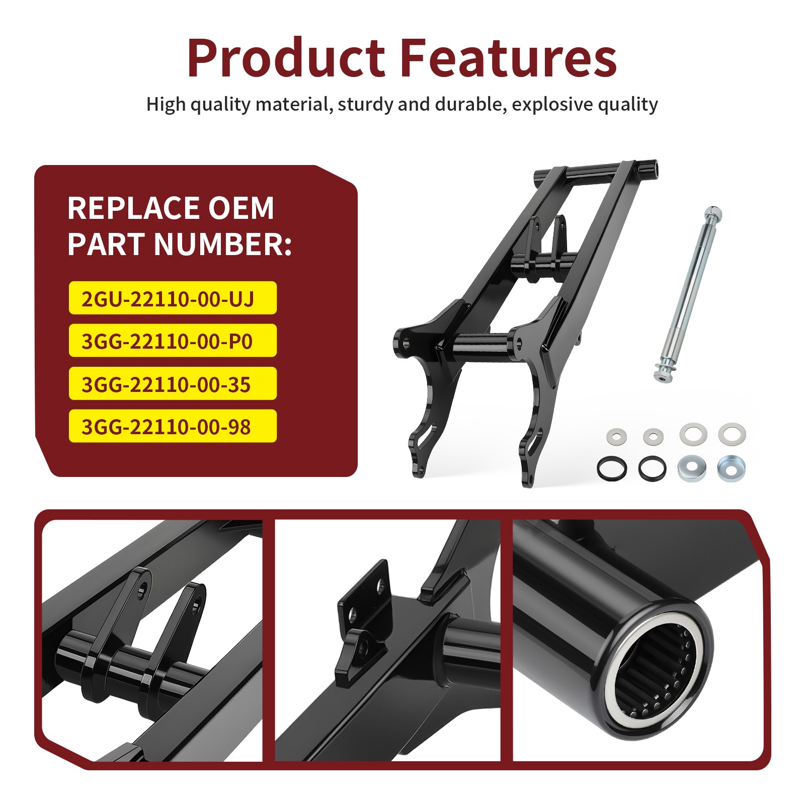 +6" Extended Chrome Black Rear Swing Arm For Yamaha Banshee 350 YFZ350 1987-2006