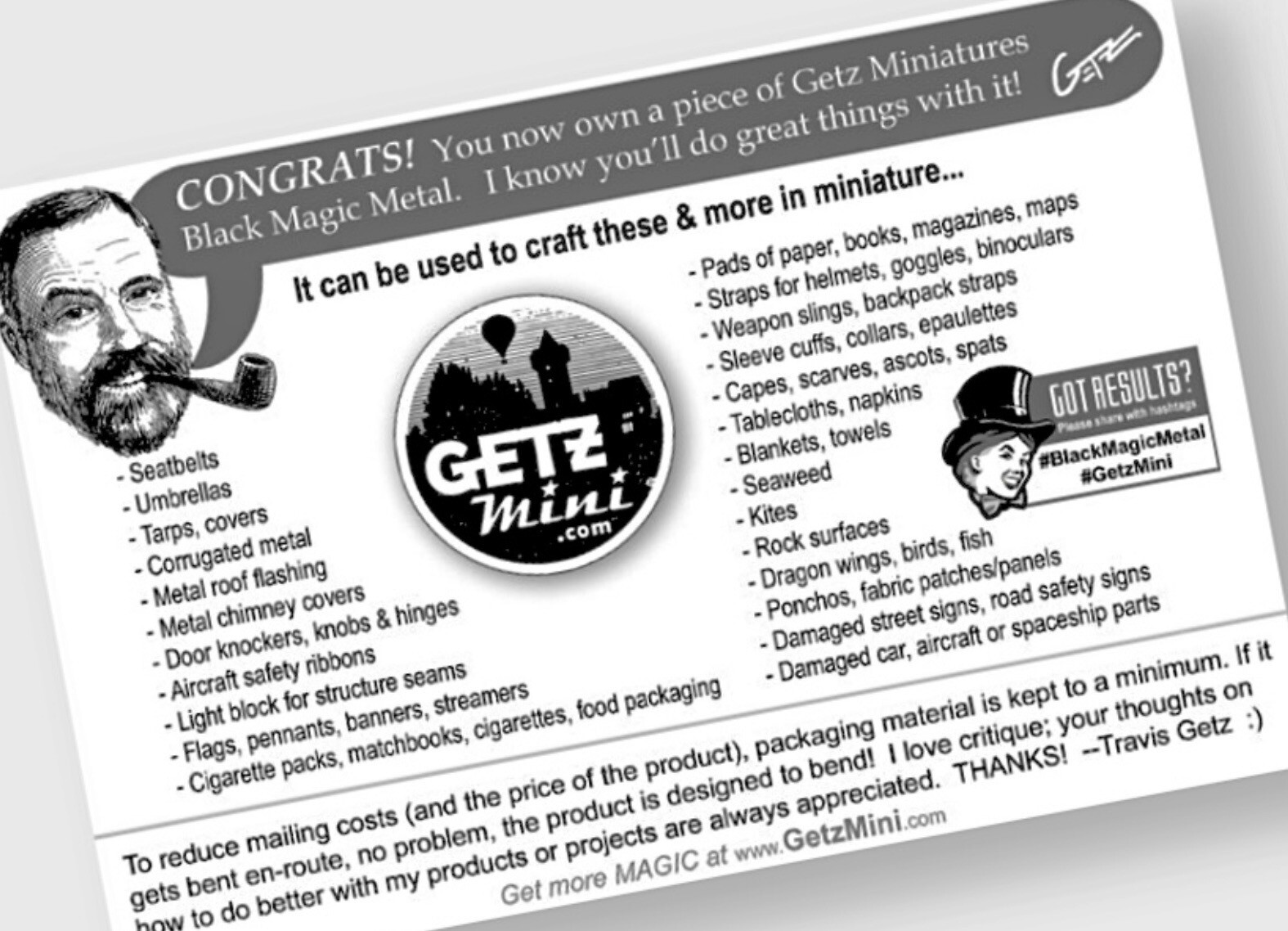 Black Magic Metal miniature craft material (1 Sheet) FREE SHIP Worldwide!