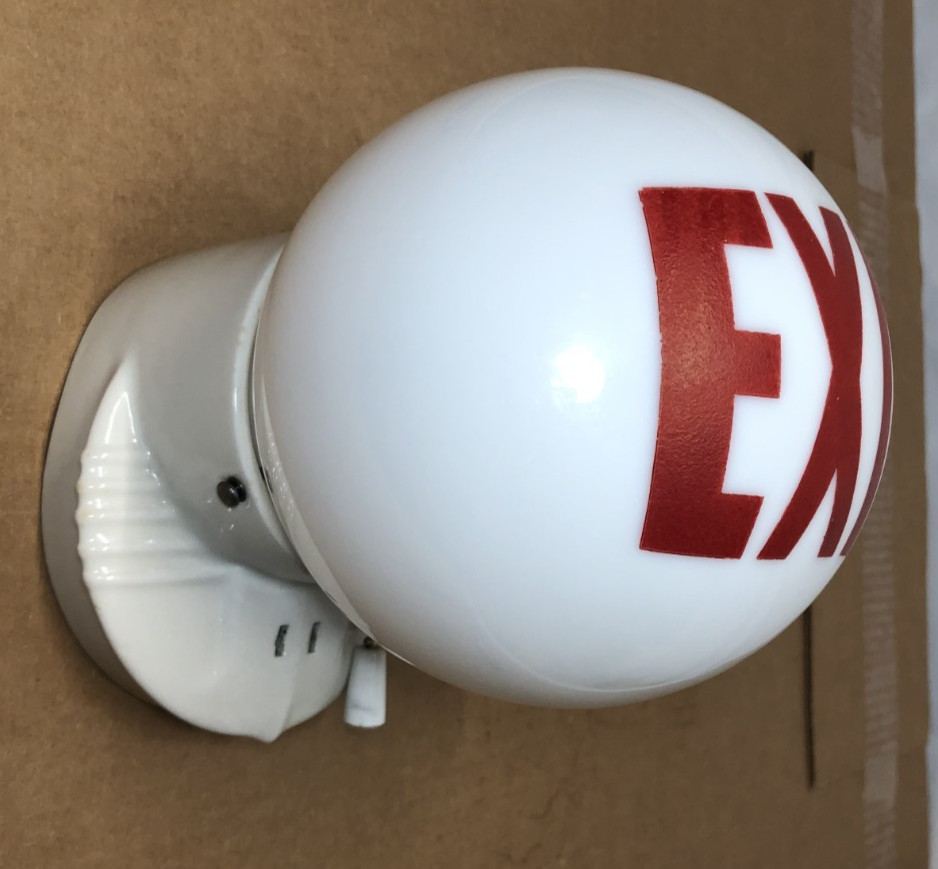 Antique Exit Glass Shade Vtg Wall Sconce Porcelain Light Fixture Art USA #L32