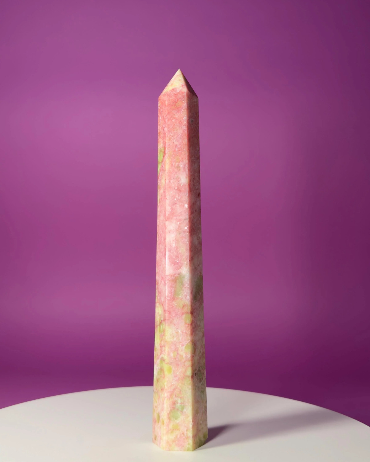 Thulite Tower 524g 10" Pink Crystal Tower Rare Norwegian Stone