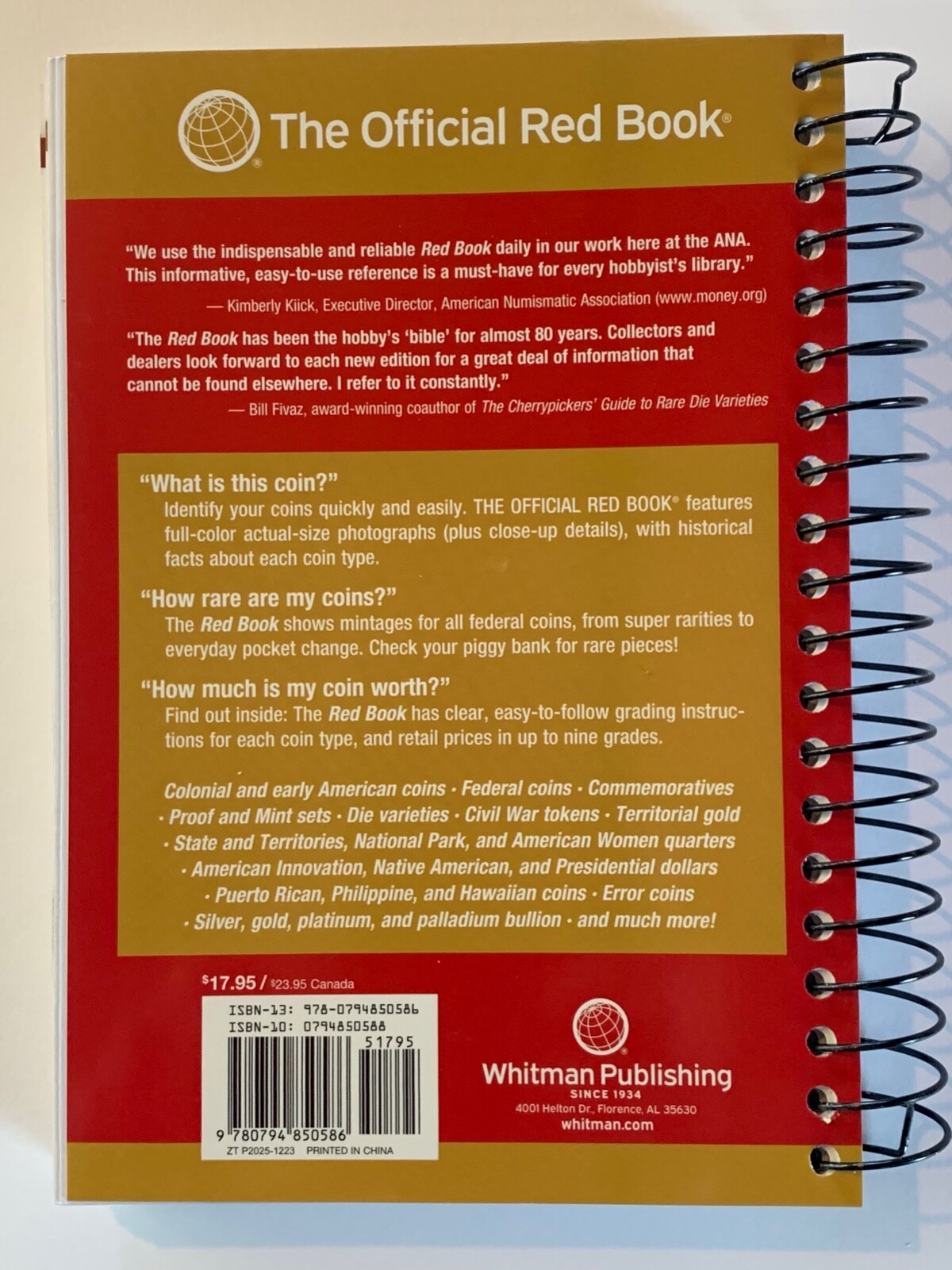 2025 Red Book Price Guide to U.S. Coins Spiral Bound, 78th Edition, Yeoman