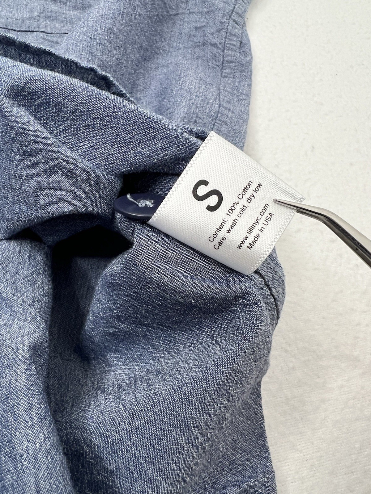 Tilit NYC Shirt Mens Small Blue Short Sleeve Button Down Chef Work Cotton USA