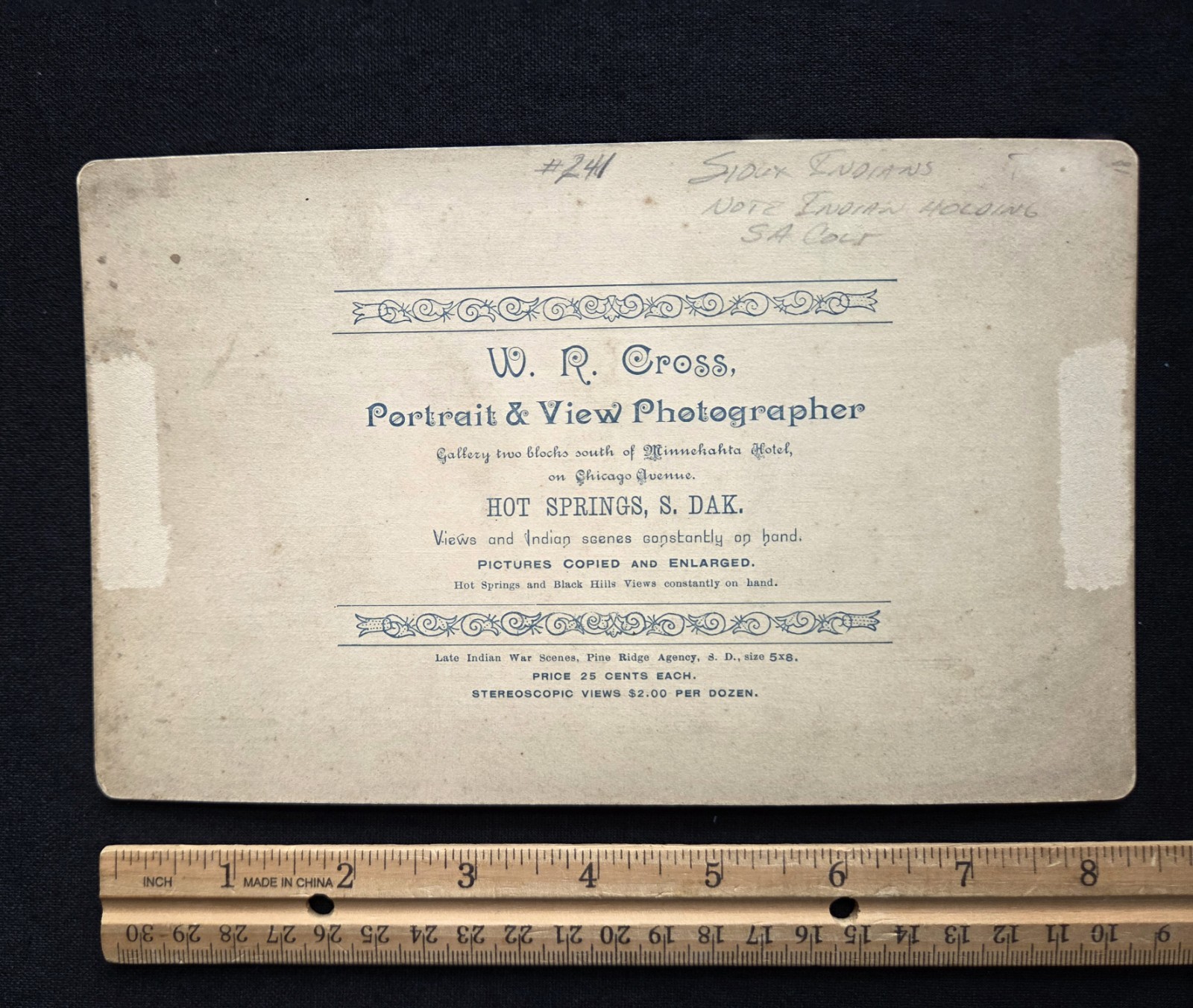 Native American Group With Revolver, Vintage Cabinet Card, 1880-90