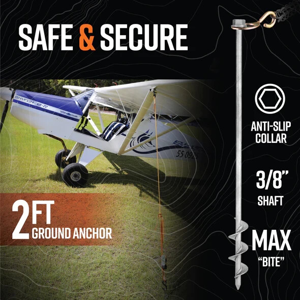 GROUNDGRABBA Ground Anchor Screw Kit - 2 Ft Ground Anchors- 4 Pack Earth Screw