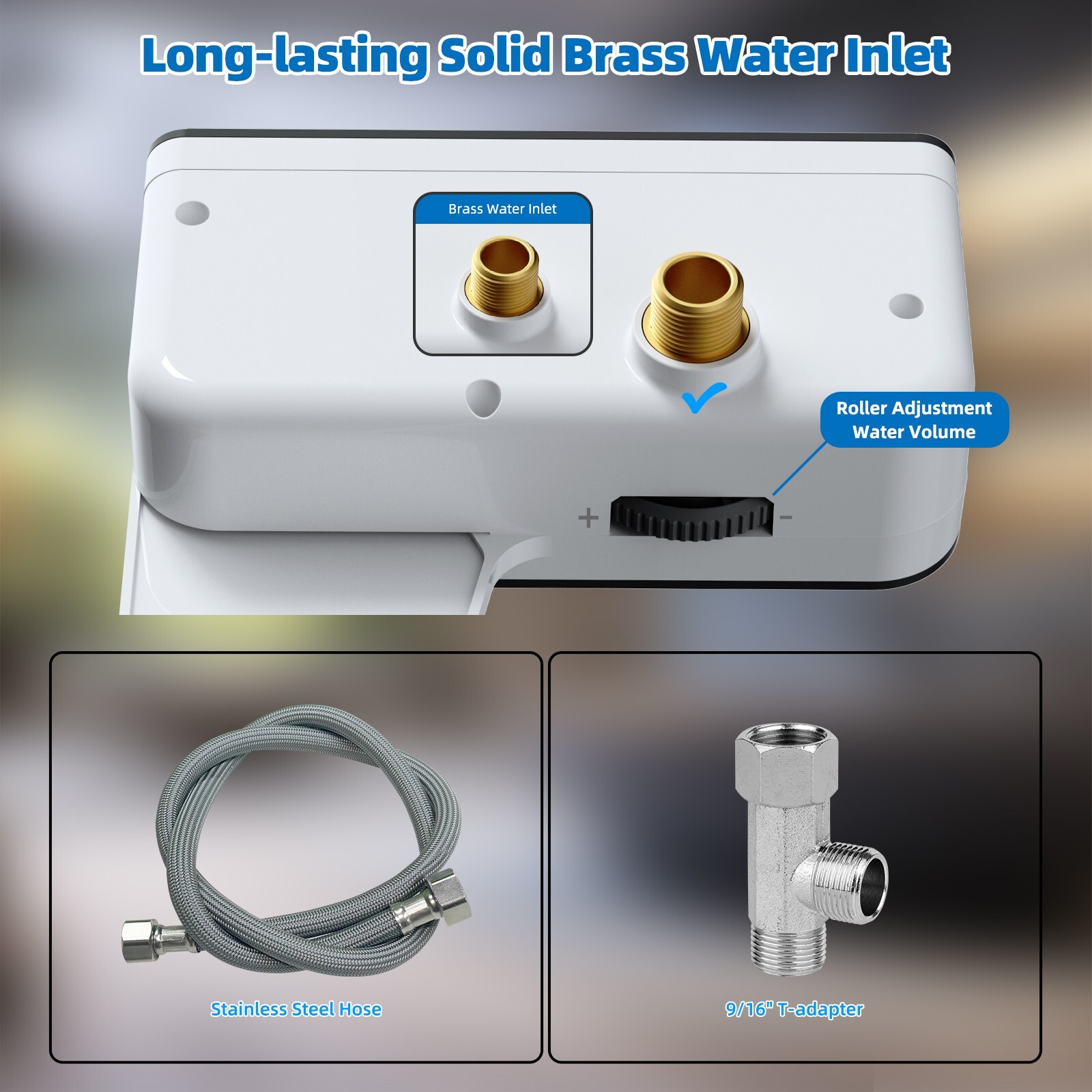 Bidet Fresh Water Spray Kit Non Electric Toilet Seat Attachment with Dual Nozzle