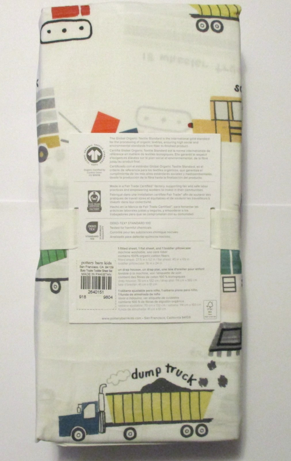 Pottery Barn Kids Busy Trucks Toddler Organic Sheet Set