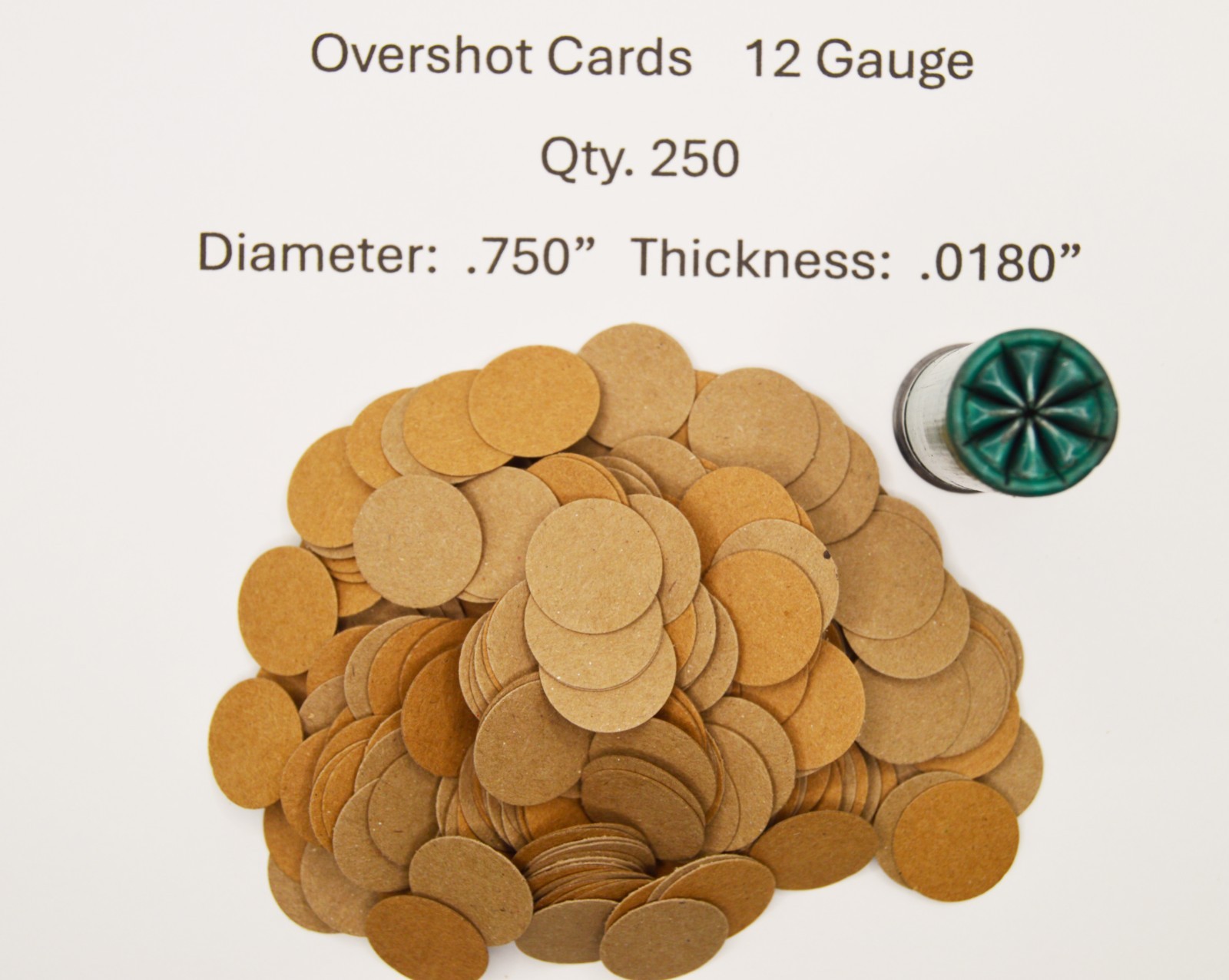 Overshot Cards - 12 Gauge Neutral Colored  - Qty 250 Pieces- .750"