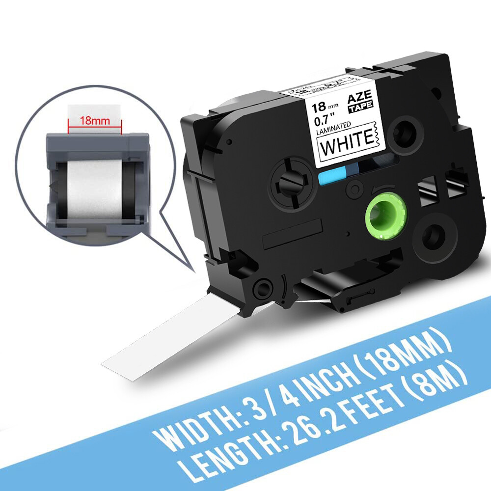 Compatible with Brother 2PK Black on White TZ-241 Label Tape TZe241 3/4"