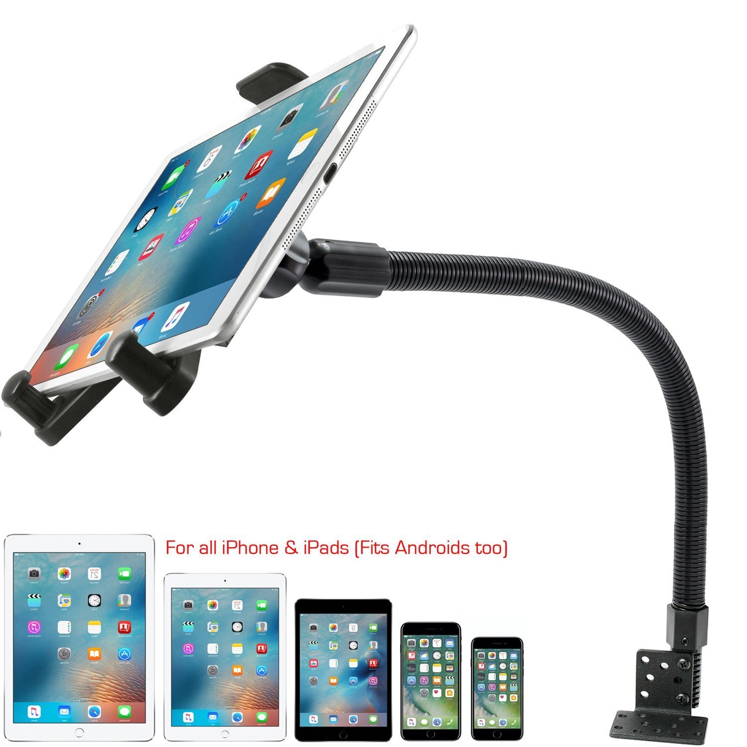* 22" Heavy Duty Car Truck Floor Seat Bolt mount for All Tablets & Smartphones