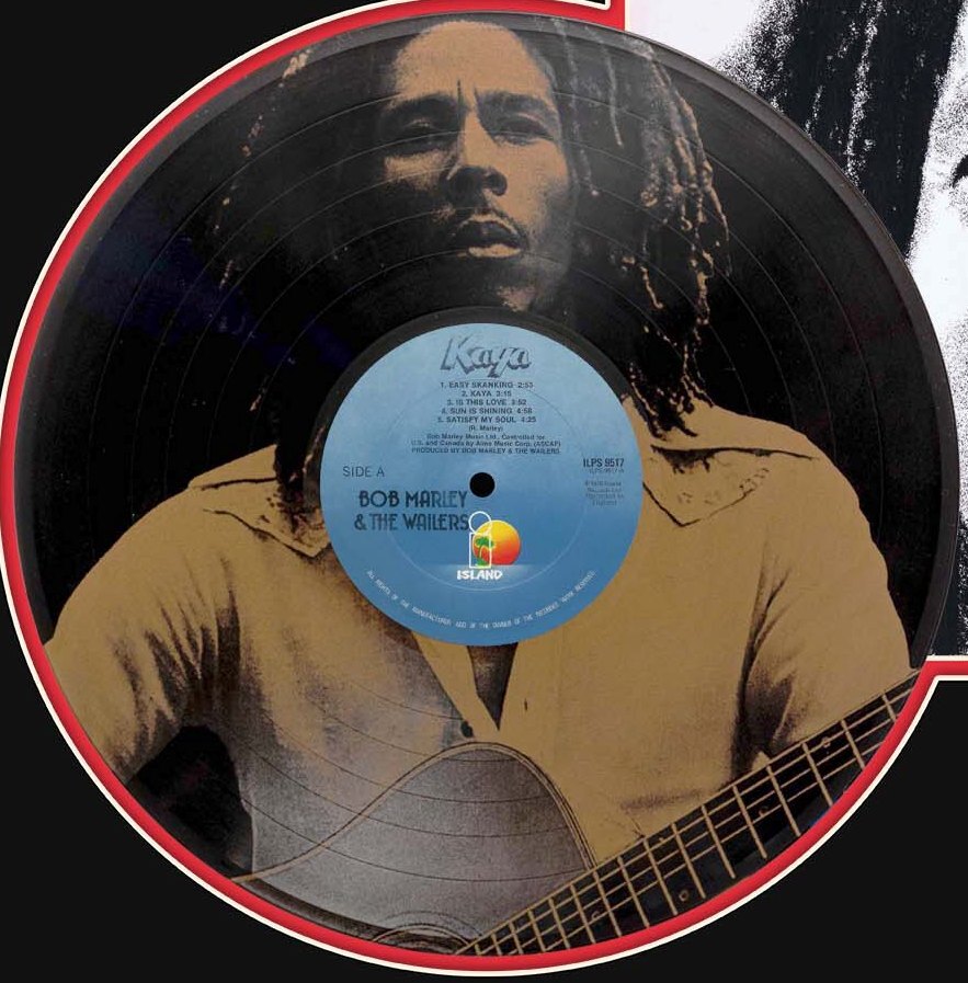 Bob Marley Laser Etched Black Vinyl Record Reproduction Signed LP Display 3