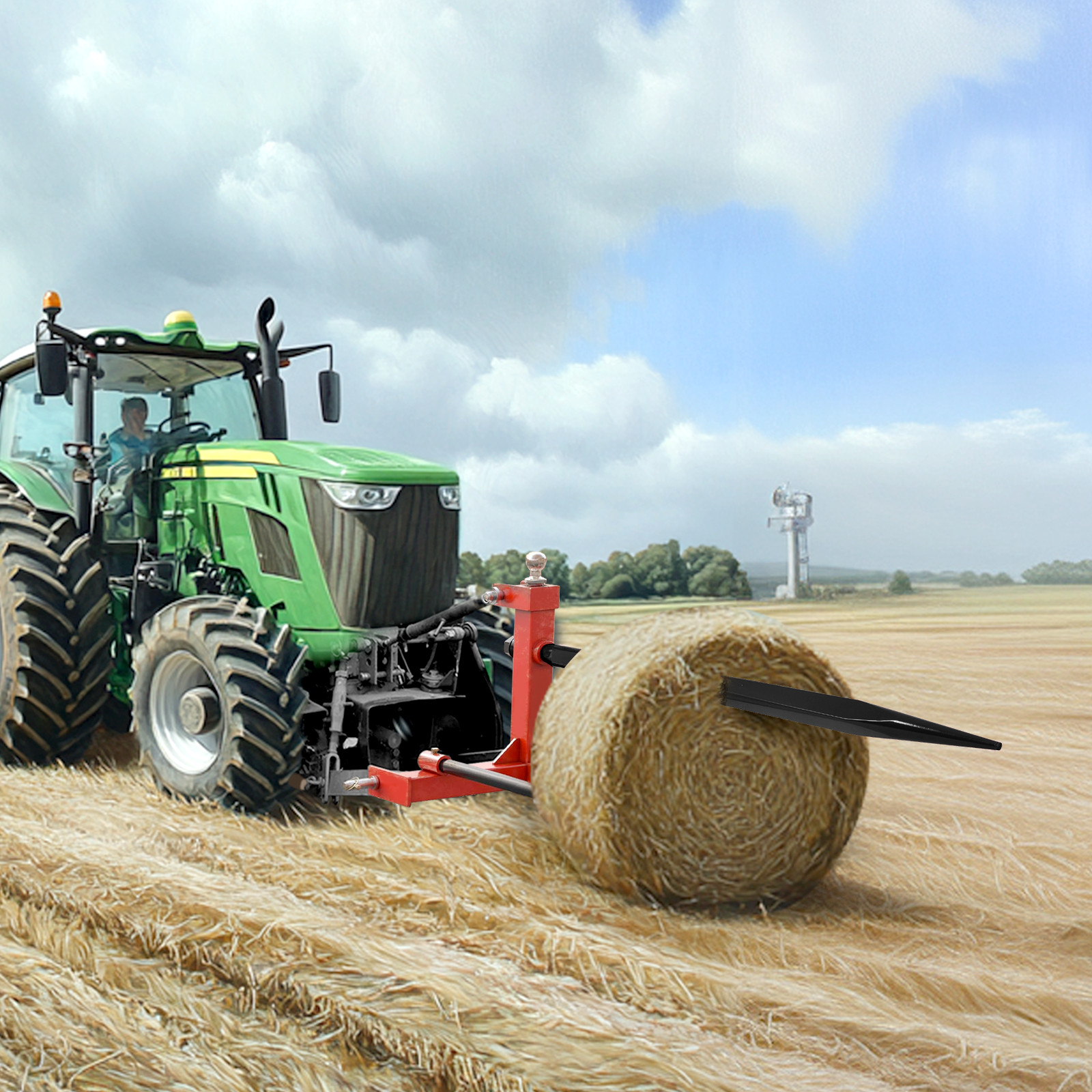 47in Square Hay Bale Spear Spike Fork Tine for Tractors, New