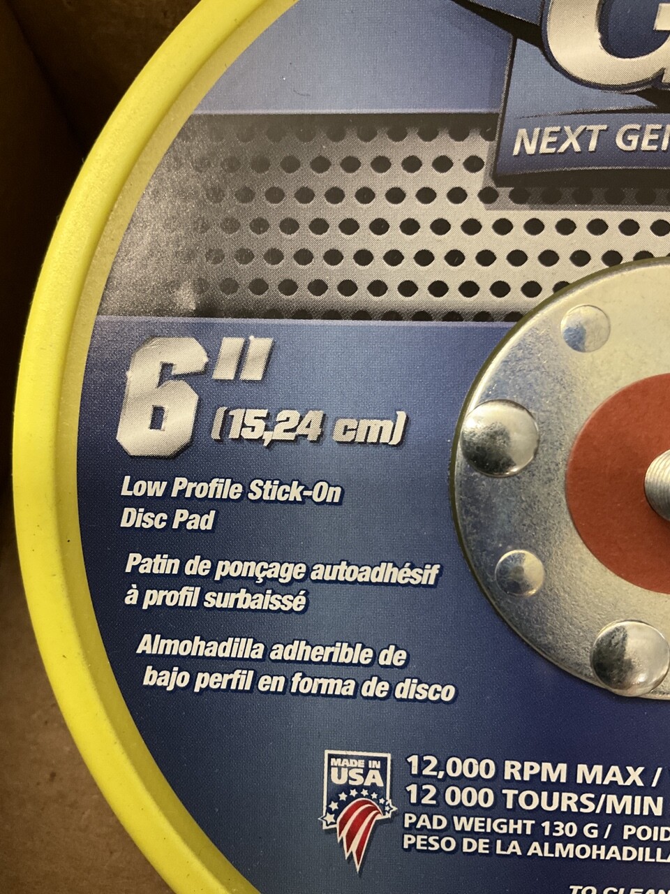 Color Extra 6" Low Profile Stick-On Sanding Disc Pad, Made In USA, 12,000 RPM