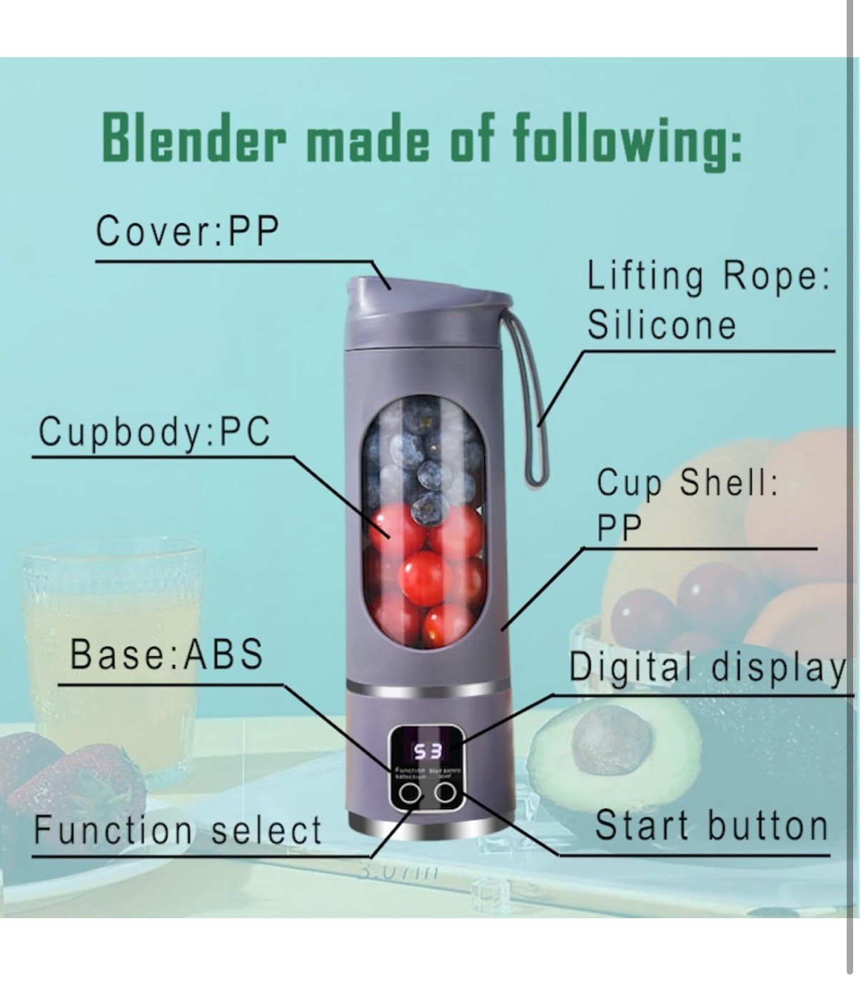 Portable blender,USB-C rechargeable,Personal compact