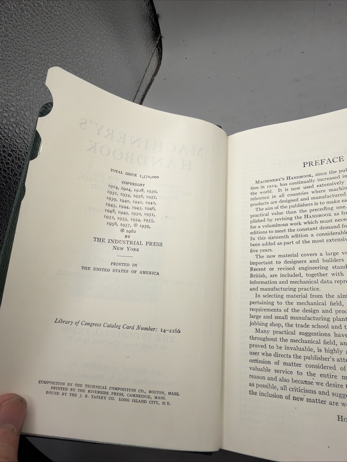 Vintage Machinery’s Handbook 16th Edition from 1962 The Industrial Press NY