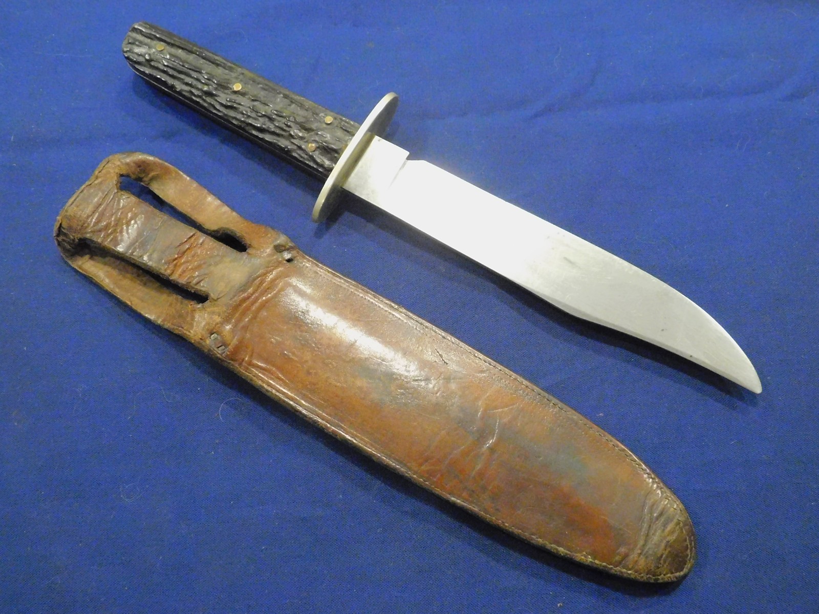 Great 1800s American Bowie Fighting Hunting Knife LF&C Stag Grip w/Sheath