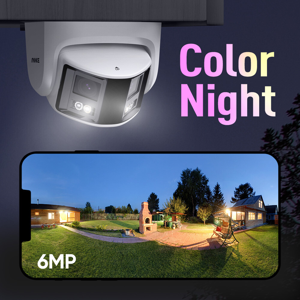 ANNKE 6MP POE Security IP Camera Dual Lens Outdoor Color Night Two-Way Audio AI