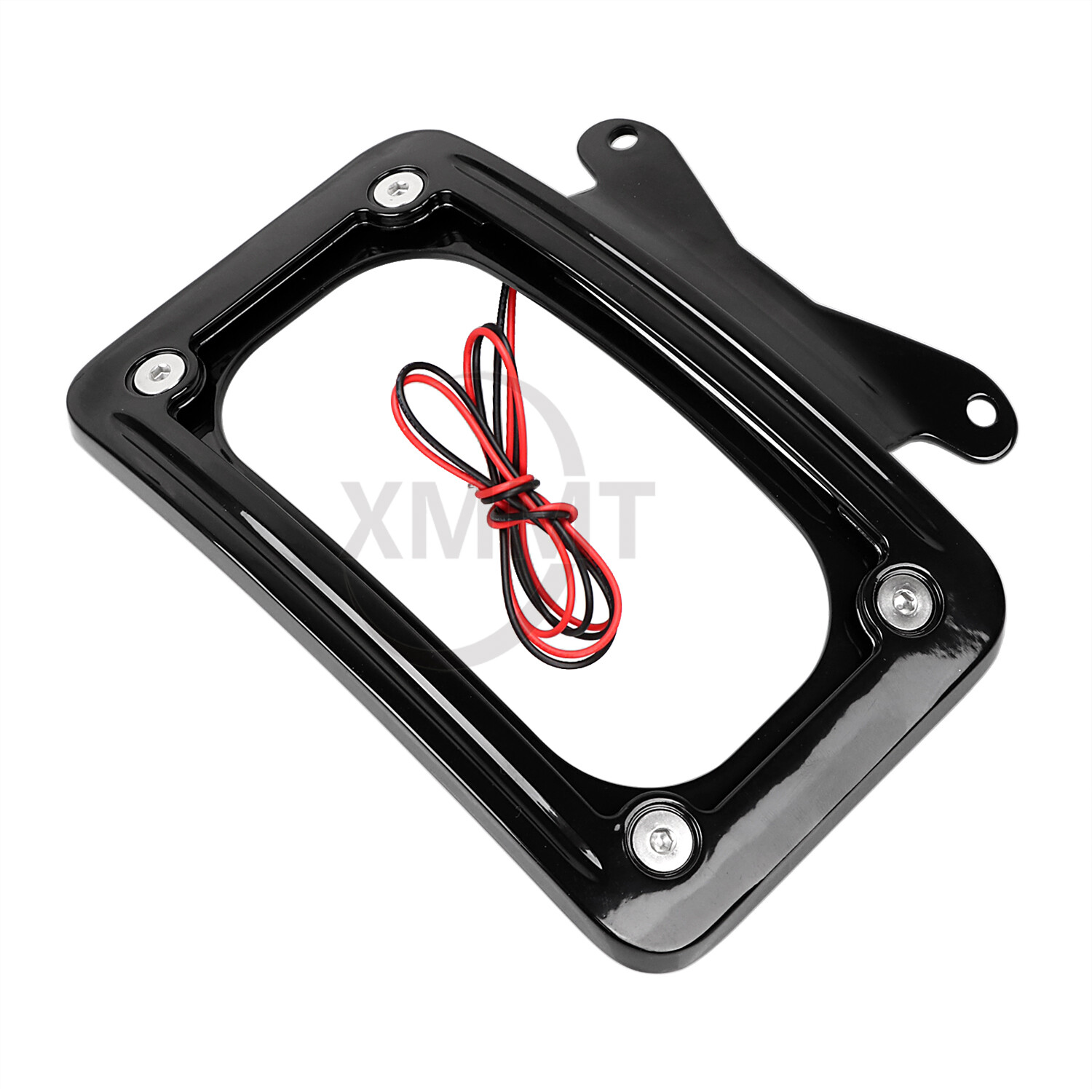 Black Curved License Plate Frame w/ LED Light For Harley Street Road Glide 10-23