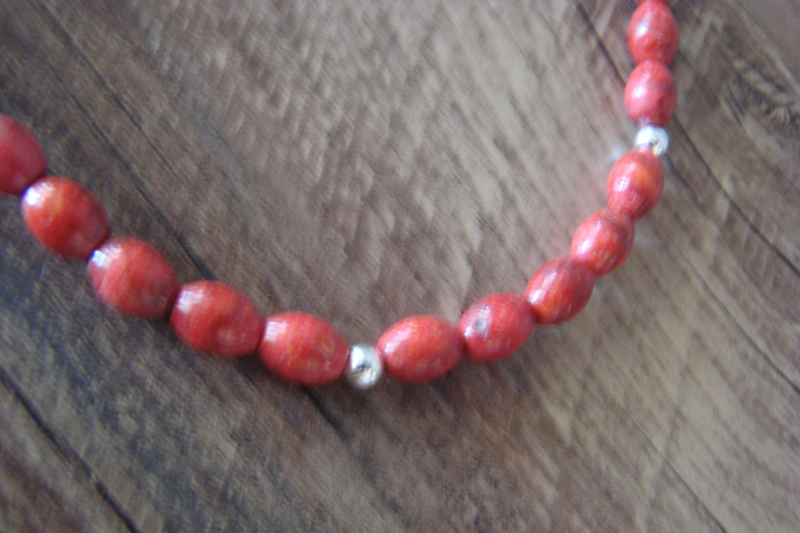 Navajo D. Jake Hand Strung Coral Beaded Anklet Jewelry