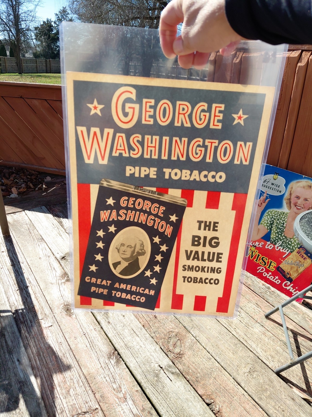 c.1946 Original Vintage George Washington Pipe Tobacco Sign Rj Reynolds NOS RARE