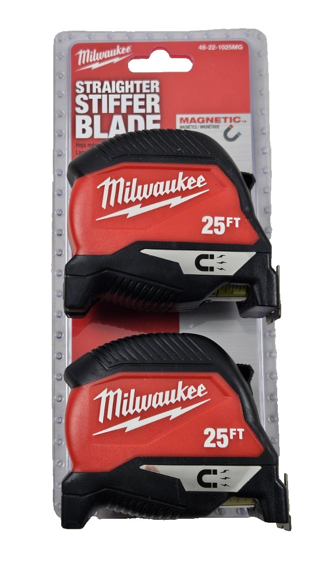 2 Pk - Milwaukee 25' Heavy Duty Magnetic Tape Measure 48-22-1025MG
