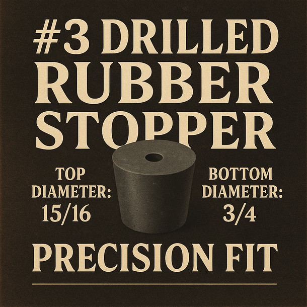 LD Carlson No. 3 Drilled Rubber Stopper