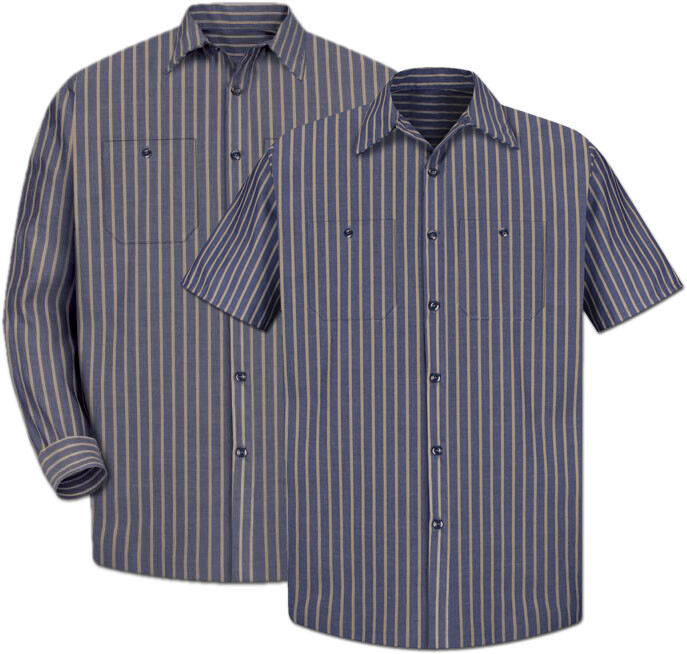 Red Kap Poplin Stripe 2 Pocket Men's Work Shirt Uniform