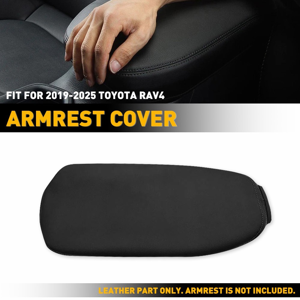 Fit 2019-2025 Toyota RAV4 Center Console Lid Armrest Cover Panel Leather Black V