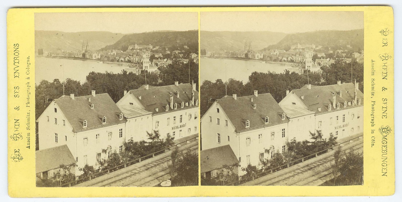 G2145~ GERMANY – Muhl.Bad Resort Train Station c.1870s Stereoview – J. Stiehm