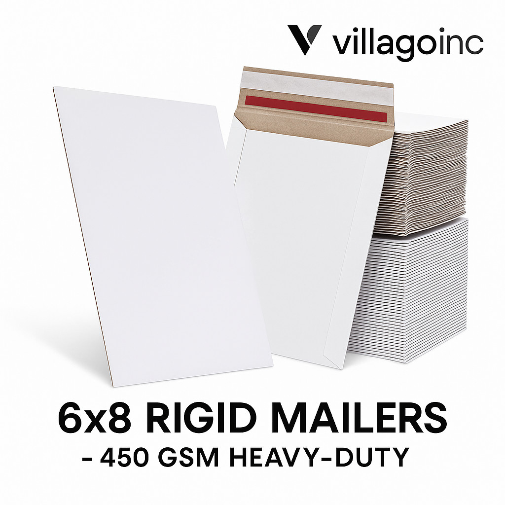 "6x8 Rigid Mailers – Self-Seal Photo Shipping Envelopes 450 GSM Cardboard"