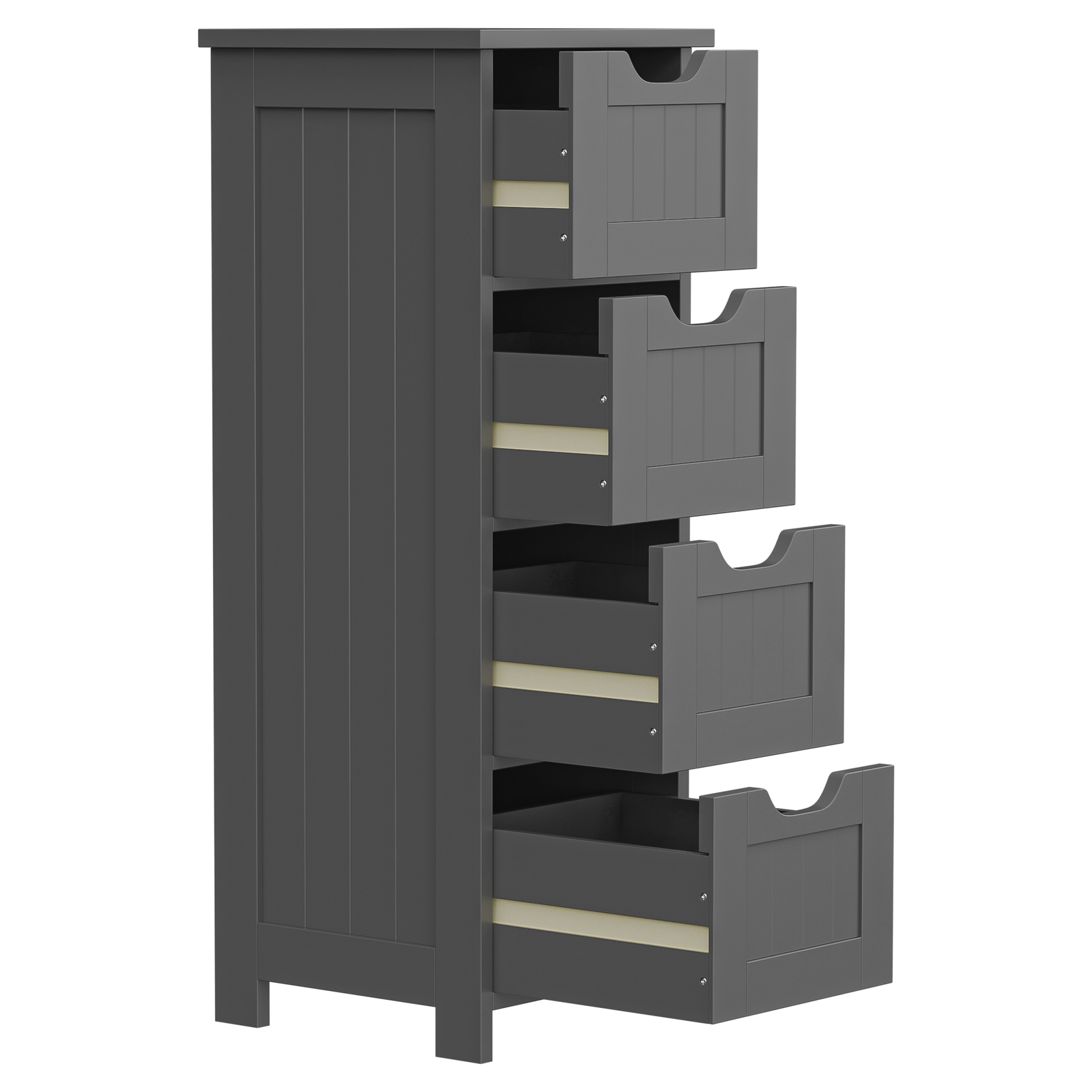 Bathroom Floor Cabinet with 4 Drawers Sturdy Storage Organizer Cabinet Gray
