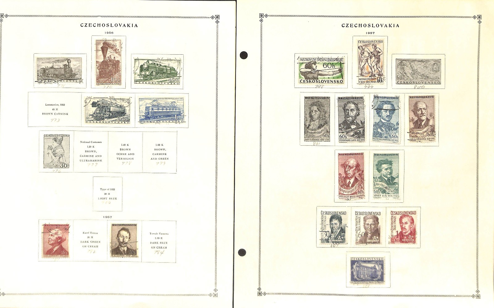 Czechoslovakia Stamp Collection on 40 Scott International Pages, 1918-1968 (BG)