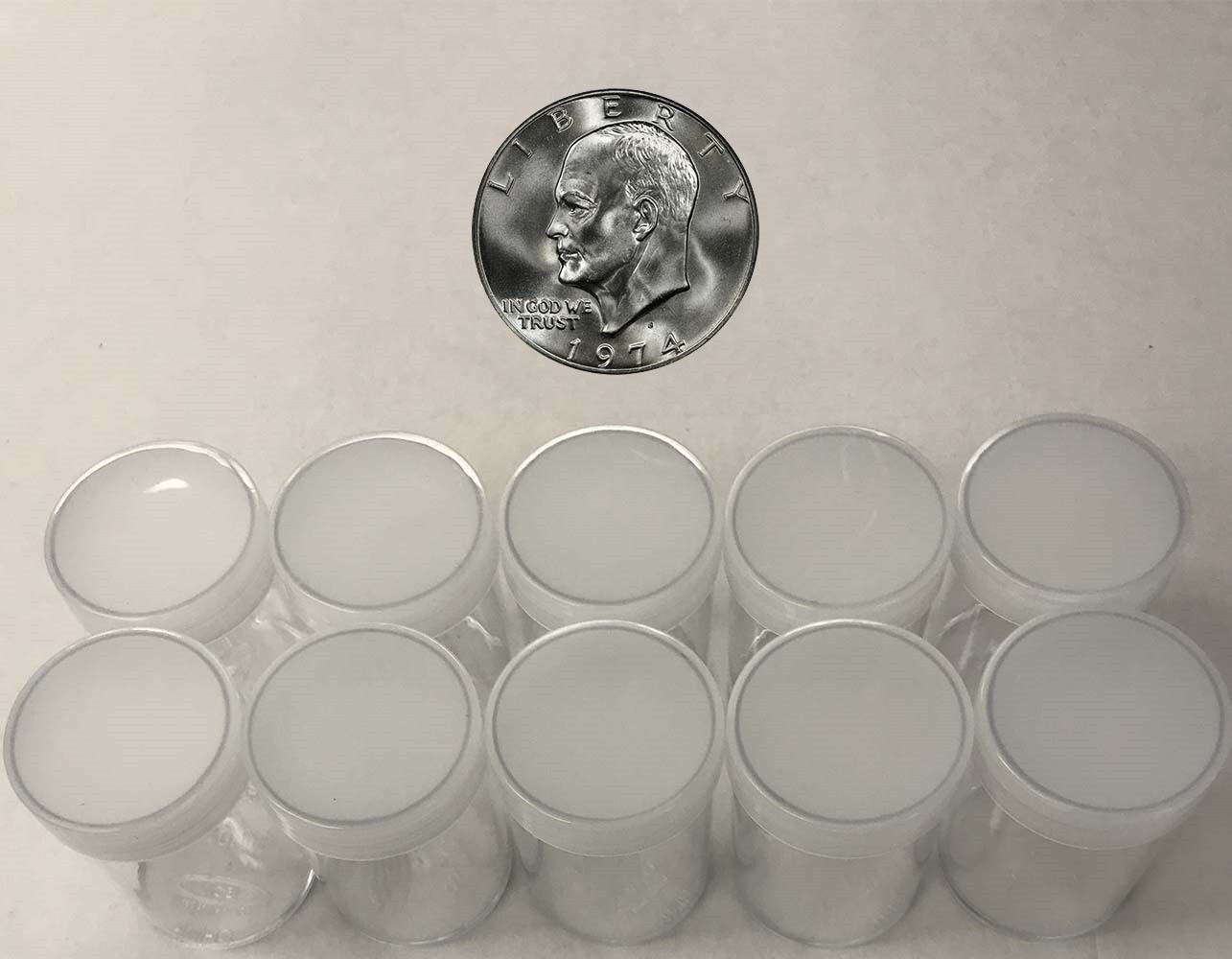 10 Large Dollar Tubes Round Clear Plastic Coin Storage Screw Caps For Morgan BCW