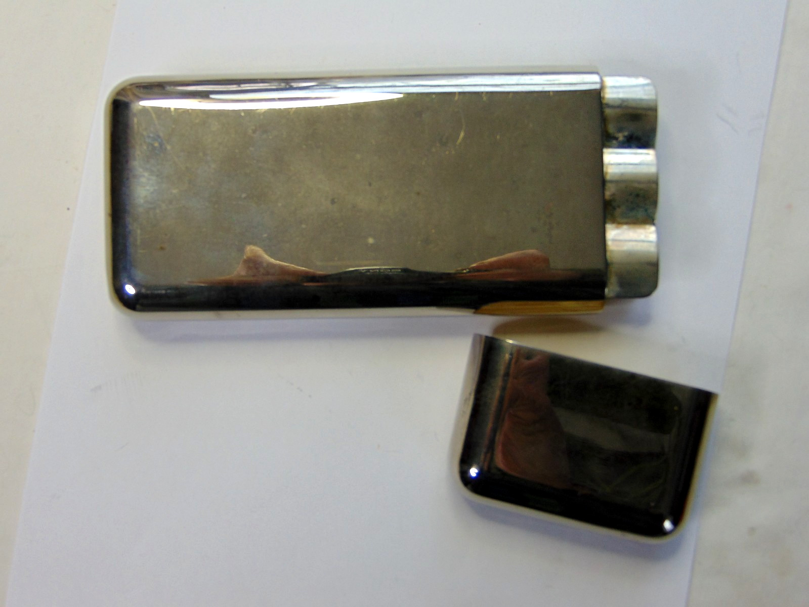 Cigar Case Art Deco Silver Plated Tobacco Humidor Triple Travel Case 8"