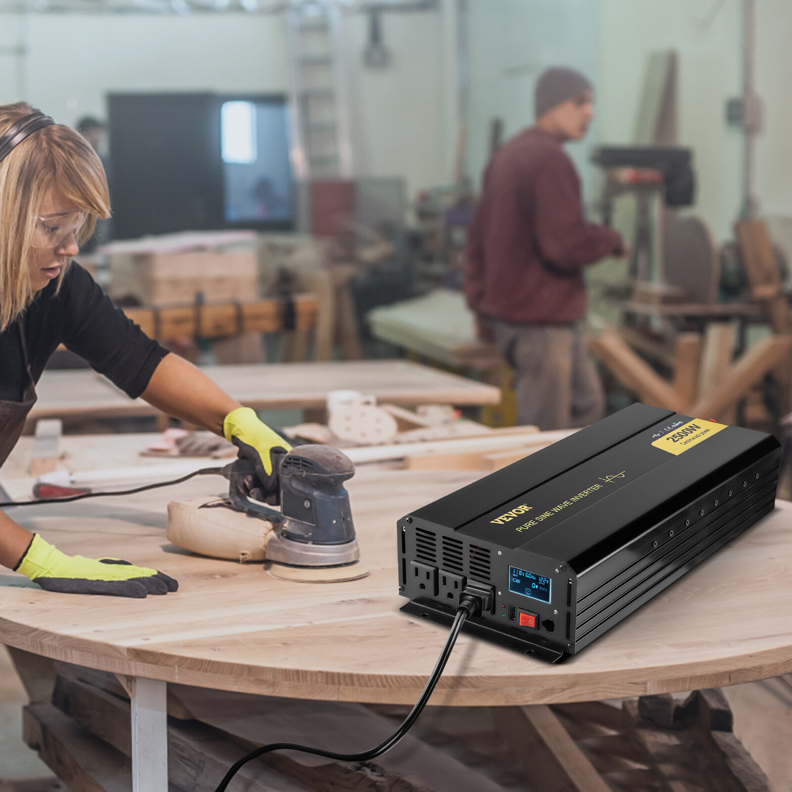 VEVOR Pure Sine Wave Inverter Power Inverter 2500W DC12V to AC120V Inverter LCD