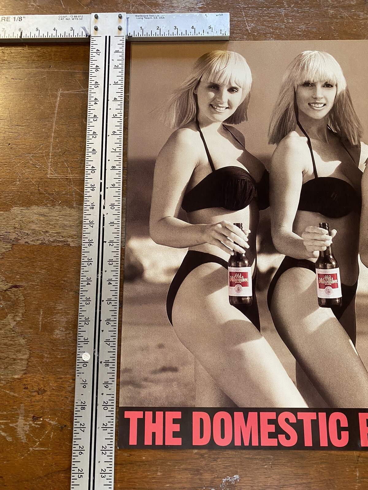 Old Milwaukee Beer Swedish Bikini Team Vintage Poster Sign Double Sided NOS!