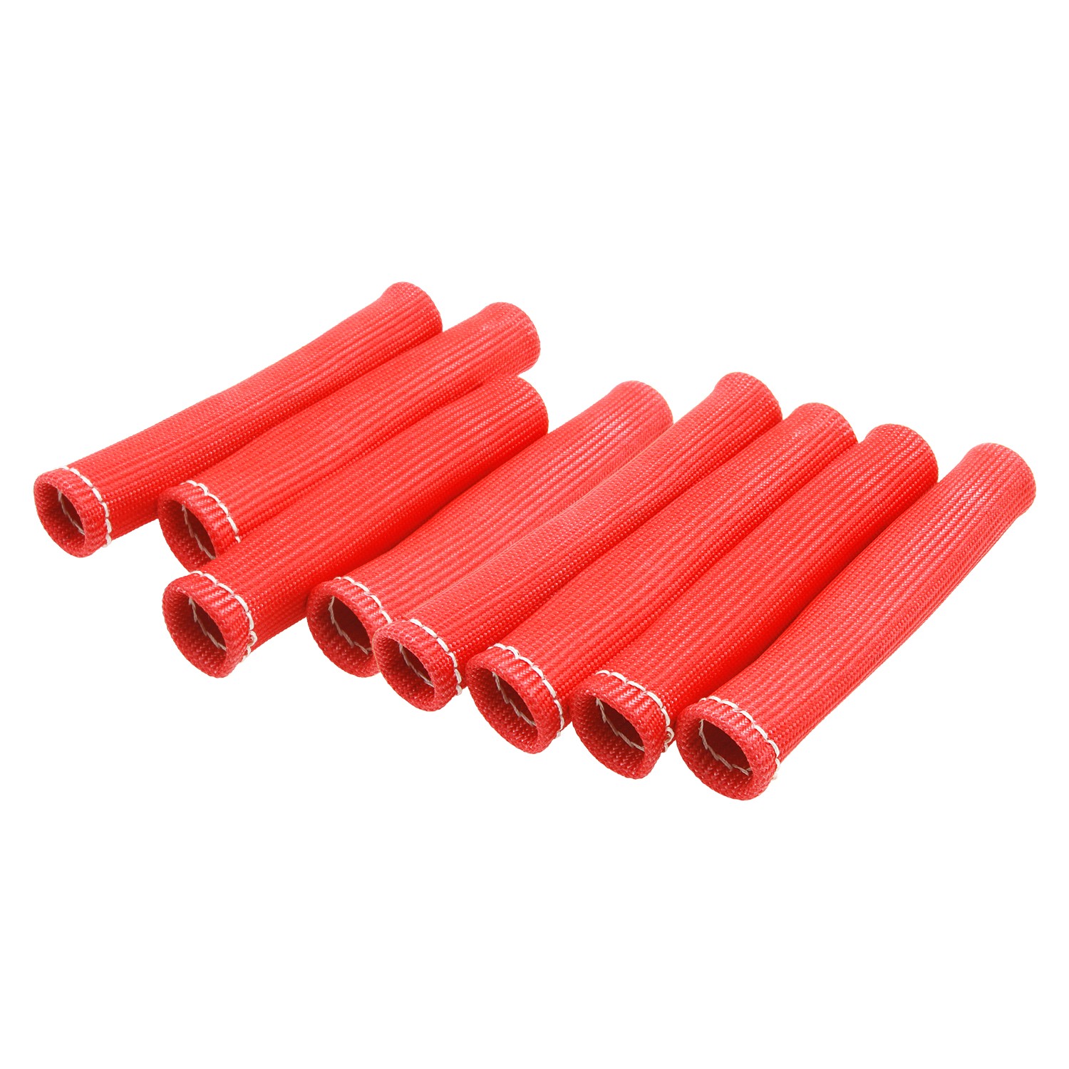 8Pcs 2500° 6" Spark Plug Wire Boots Protector Sleeve Heat Shield Cover Red
