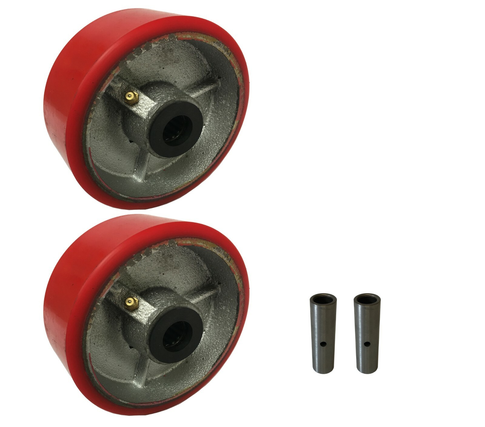 2 Caster Wheels Set 4" 5" 6" 8" 10" Polyurethane on Cast Iron Wheel Set