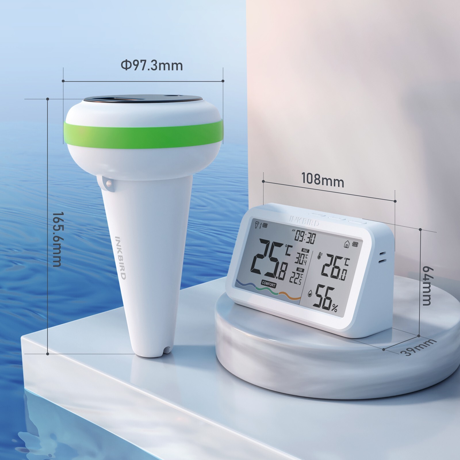 Solar Spa Floating Pool Thermometer Wireless Inkbird IBS-P03R IP68 Waterproof CF