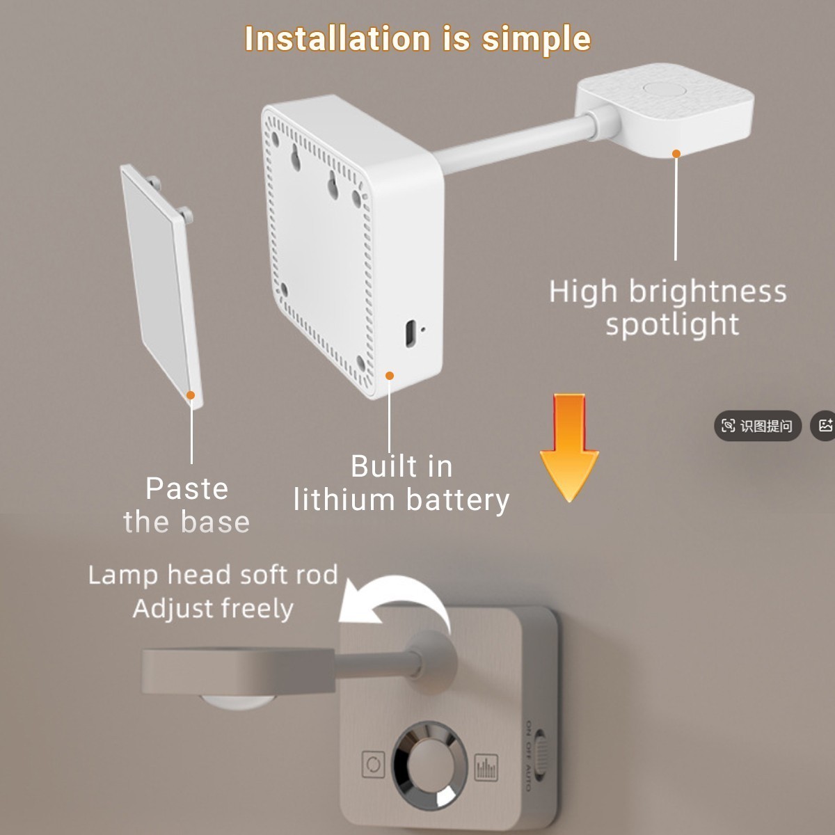Rechargeable LED Spotlight for Indoor, Wireless RGB Spot Light with