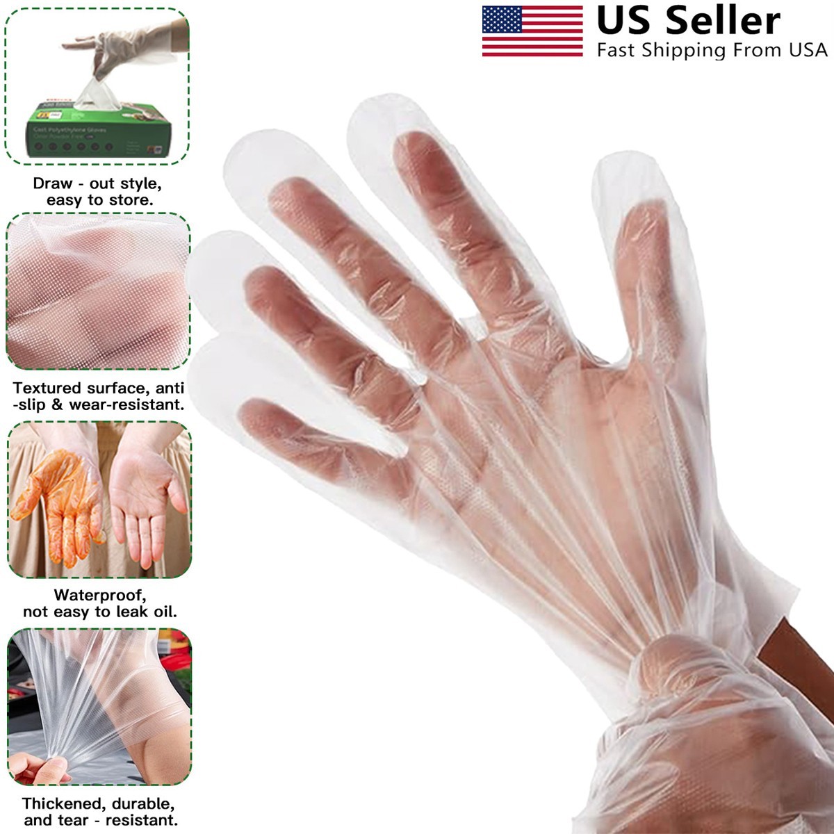 Clear Poly Plastic Food Service Gloves Disposable Kitchen Buy 2 Get 2 Free