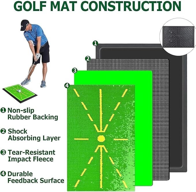 Golf Training Mat for Swing Detection Batting Divot Golf Hitting Practice Mat